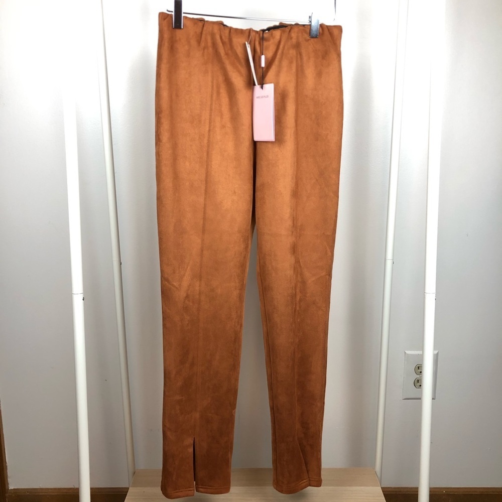 NWT Anthropologie Avec Les Filles Slit Front Sueded Leggings L